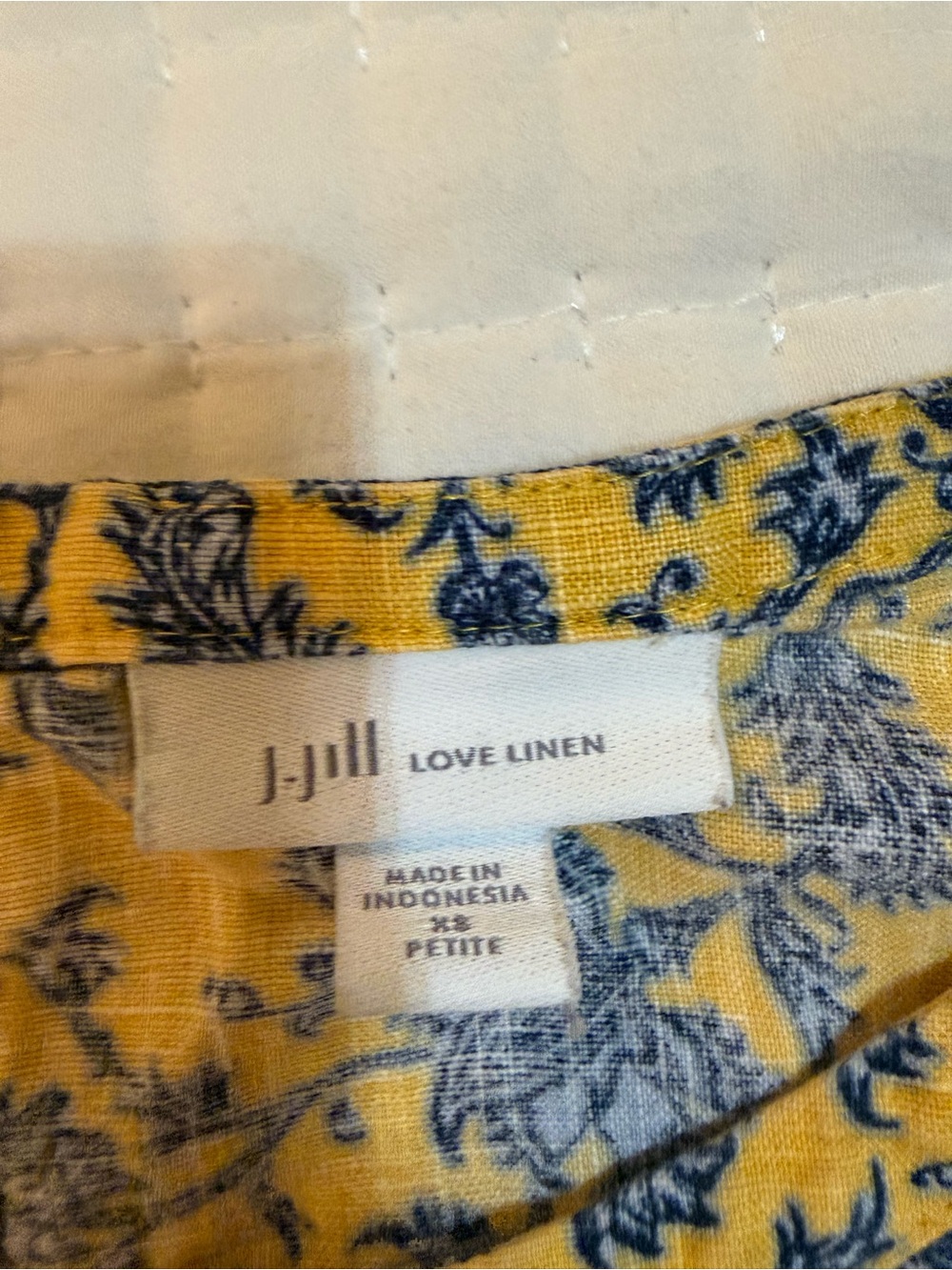 J. Jill Yellow Dress with Navy Floral Print - Picture 2 of 7
